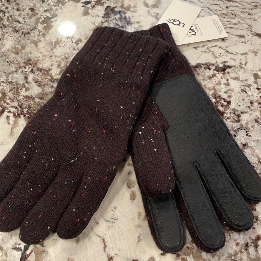 NWT New Men's UGGLeather Palm Knit Gloves l/xl